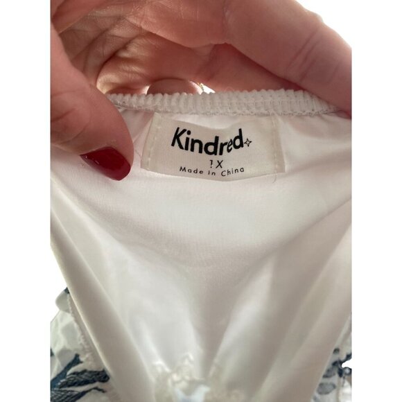 Kindred Anthropologie Dress White Peasant Boho Embroidered Eyelet 1X - Picture 7 of 9